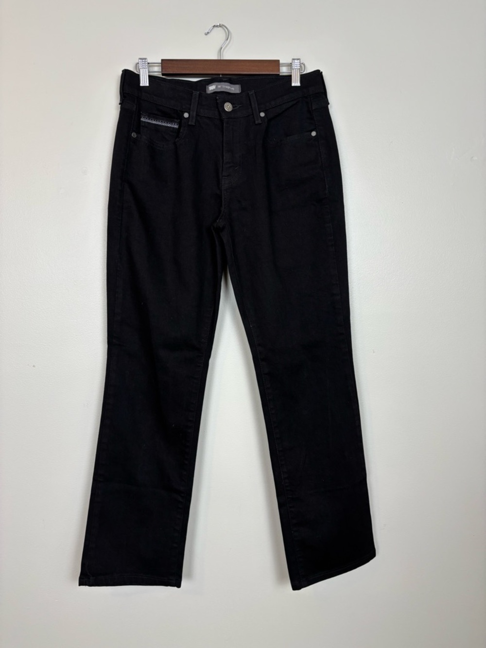 Levis Jeans Womens 8 Short Black 505 Straight Leg Mid Rise Denim